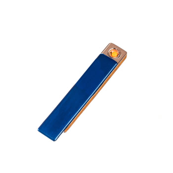 Flameless Rectangular Metal Trim Lighter Blue