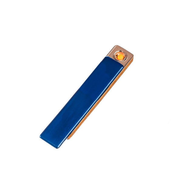 Flameless Rectangular Metal Trim Lighter Blue