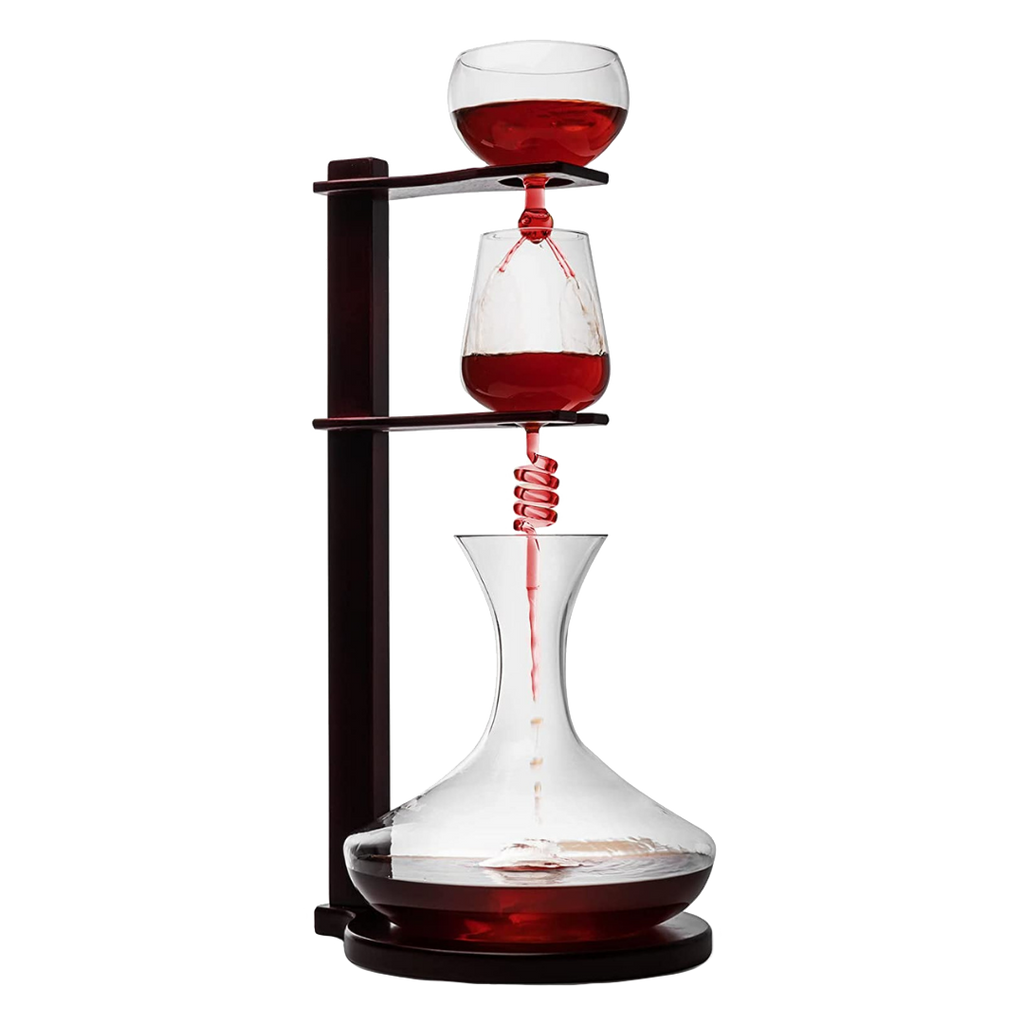 Wine Tower Decanting & Aerator Set by The Wine Savant - Unique Wine Decanter - 3 Aerating Parts - Upper, Middle & Lower Aerators - Whisky & Wines Carafe, Proven to Enhance & Improves Flavor & Aromas