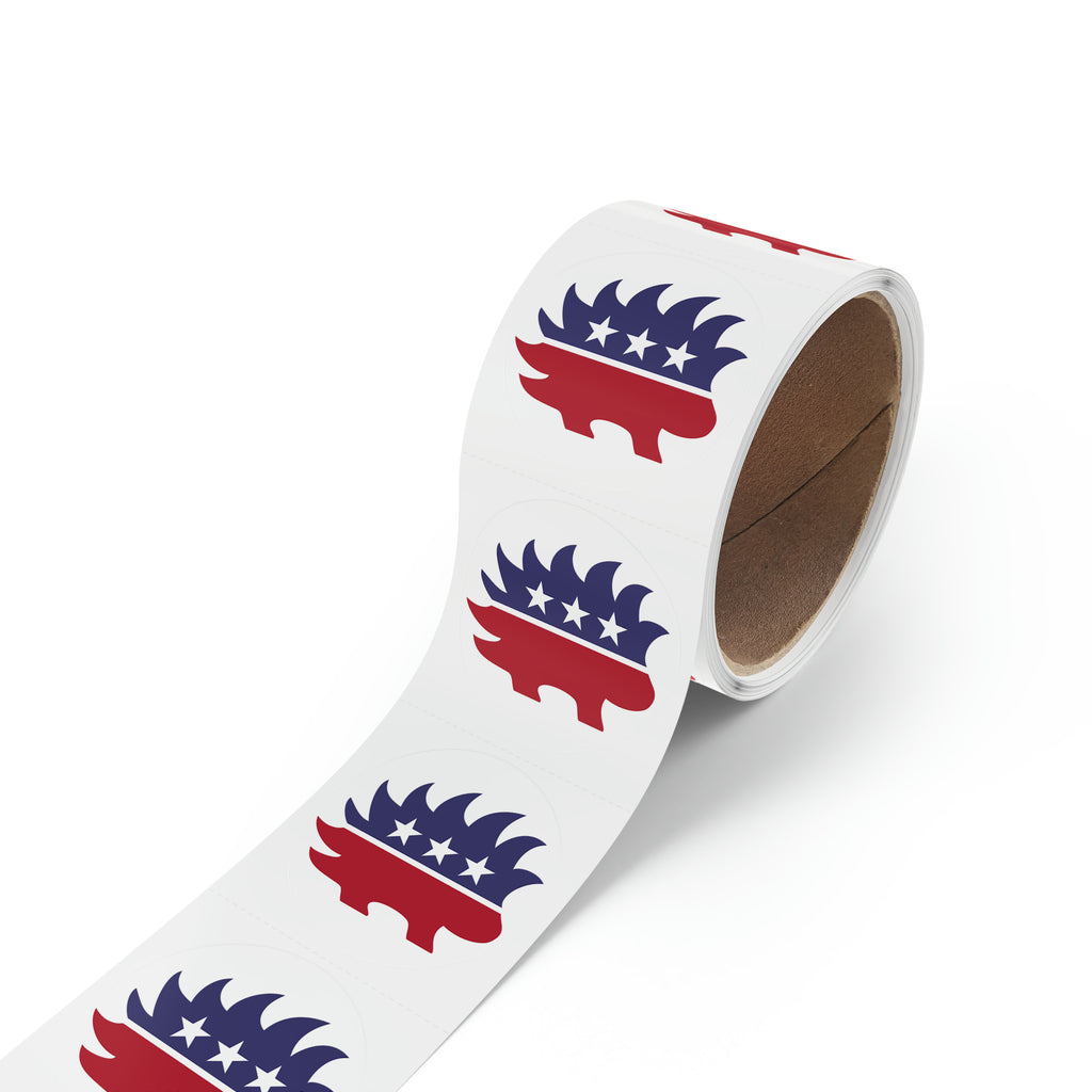 Libertarian Porcupine - Round Sticker Label Rolls