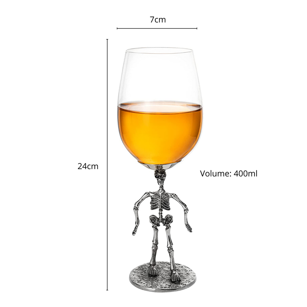 Stemmed Skeleton Wine Glass Set of 2 by The Wine Savant - 12oz Skeleton Glasses 10" H, Goth Gifts, Skeleton Gifts, Skeleton Decor, Spooky Wine Gift Set, Perfect for Halloween Themed Parties