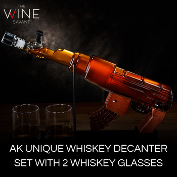 Gifts for Men Dad, Guns Whiskey Decanter Set for Men - Gun Decanter, Detachable Magazine & 2 Bullet Shot Glasses, Liquor Dispenser for Bar, Cool Anniversary Birthday Military Present Ideas