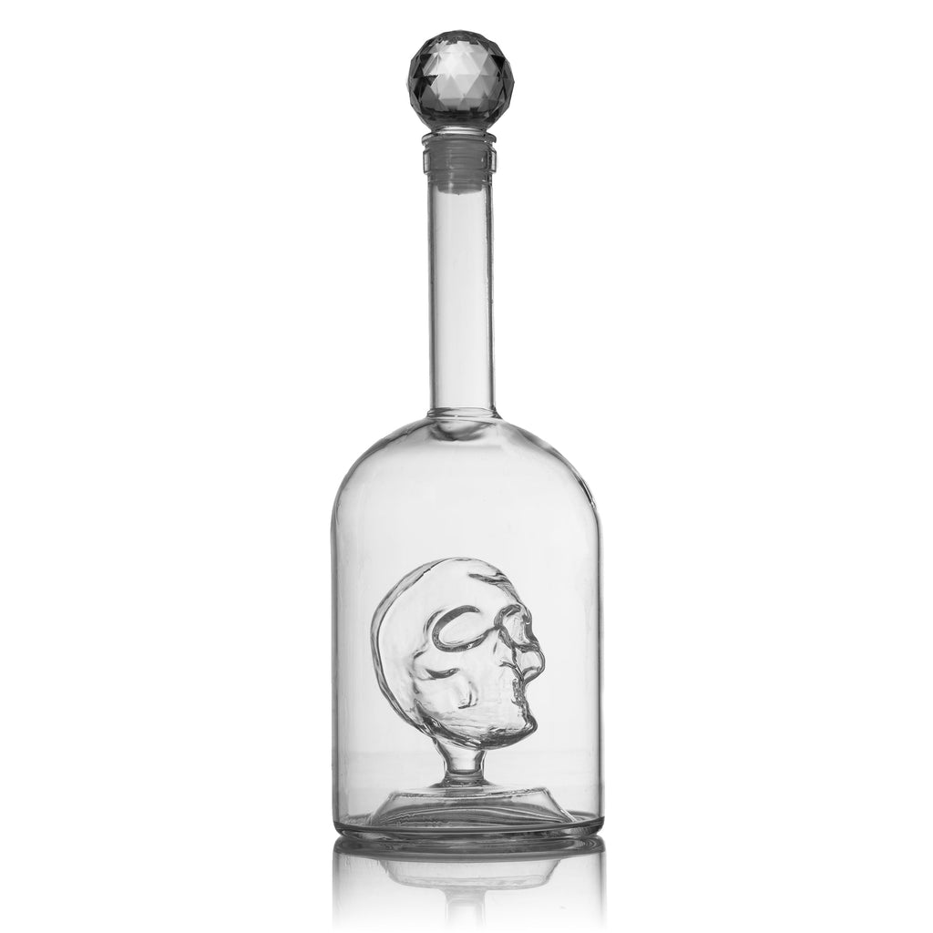 Skull Decanter in Bottler Skull Head by The Wine Savant 750ml, Skull Bottle Skull Face Enlarges with Whiskey, Tequila, Bourbon Scotch or Rum - Great Gift for Any Bar!