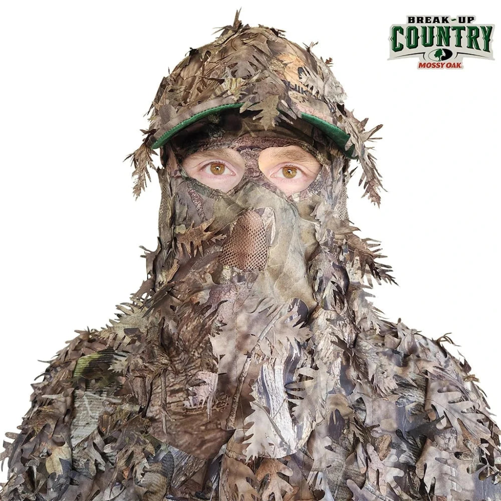 2-in-1 FRONT Leafy Face Mask and Camo Hat (Adj, OSFM)