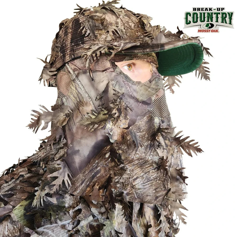 2-in-1 FRONT Leafy Face Mask and Camo Hat (Adj, OSFM)
