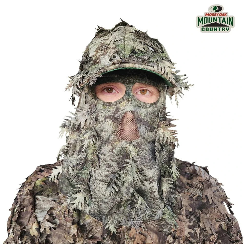 2-in-1 FRONT Leafy Face Mask and Camo Hat (Adj, OSFM)