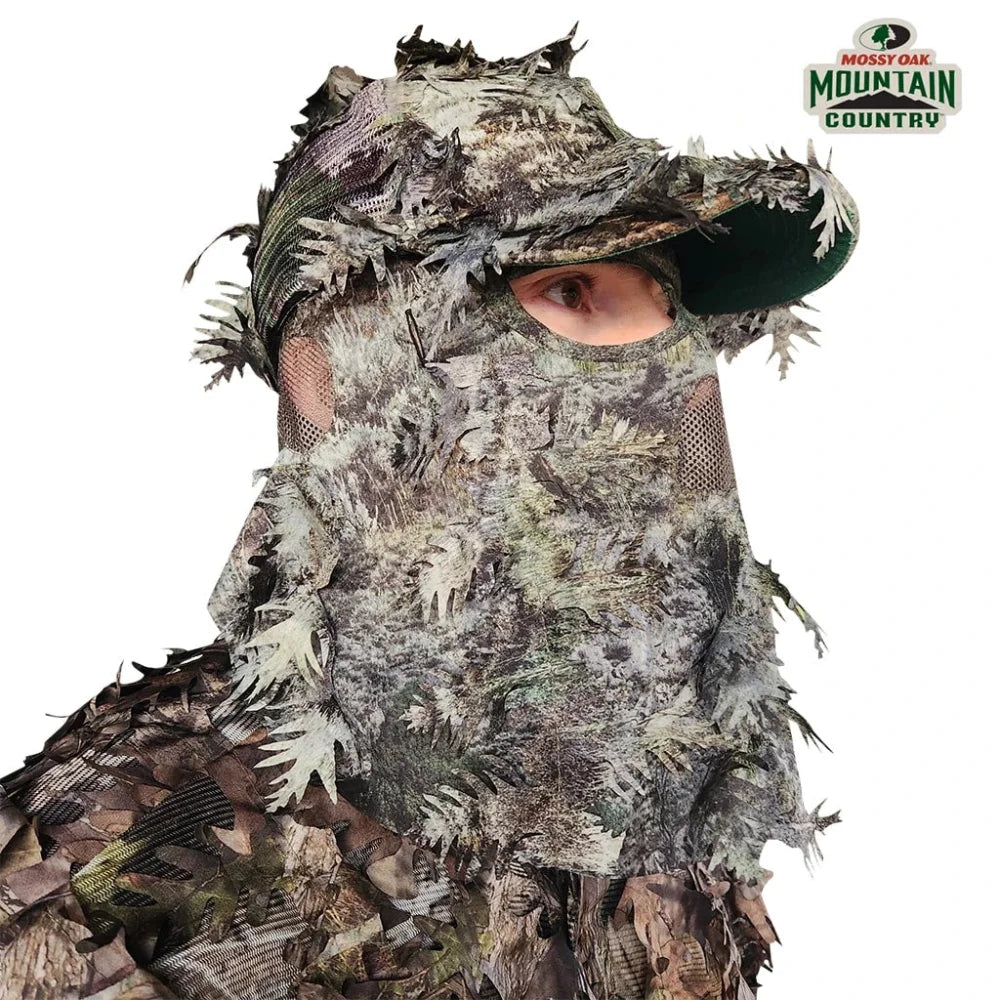 2-in-1 FRONT Leafy Face Mask and Camo Hat (Adj, OSFM)