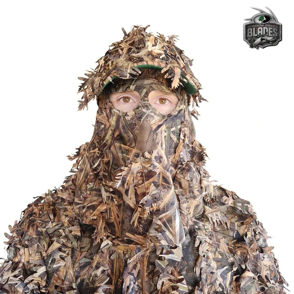 2-in-1 FRONT Leafy Face Mask and Camo Hat (Adj, OSFM)