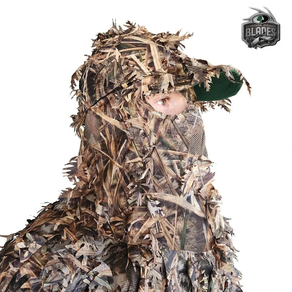 2-in-1 FRONT Leafy Face Mask and Camo Hat (Adj, OSFM)