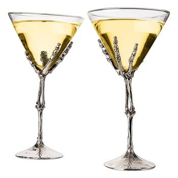 The Wine Savant Stemmed Skeleton Martini Glasses Set of 2 Skeleton Hand Glasses 9