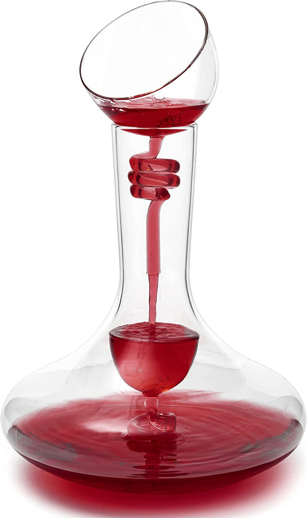 Wine Tower Decanting & Aerator Set by The Wine Savant - 2 Aerating Parts - Upper and Lower Aerators Piece - Wine & Whiskey Decanter Set, Carafe, Proven to Enhance & Improves Flavor & Aromas