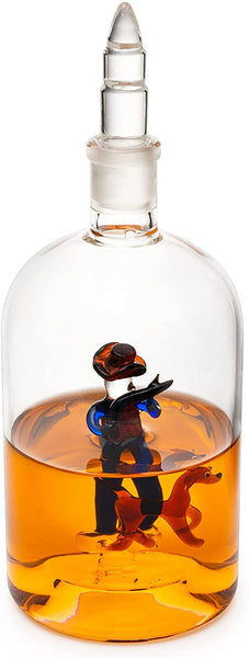 Wine & Whiskey Decanter, Hunting Gifts, Hunter with Dog - 750ml Decanter Bourbon Scotch Unique Gift for Him - Gamebirds Game - Hunter's Cowboy Decanter, Western Style Decanter, Gift Glassware