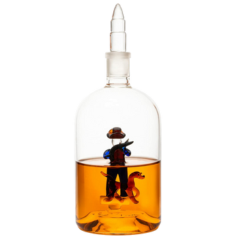 Wine & Whiskey Decanter, Hunting Gifts, Hunter with Dog - 750ml Decanter Bourbon Scotch Unique Gift for Him - Gamebirds Game - Hunter's Cowboy Decanter, Western Style Decanter, Gift Glassware