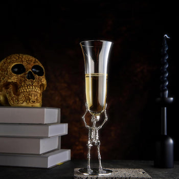 Skeleton Champagne Flute Glass | Single | 7.5oz Halloween Skeleton Glasses 10