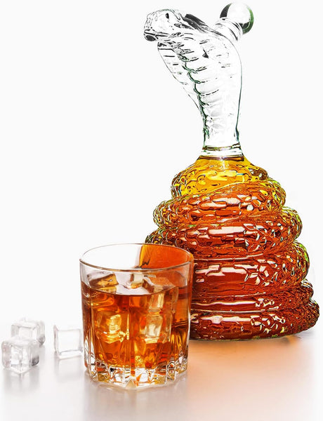 King Cobra Snake Whiskey Snake Whiskey & Wine Decanter King Cobra Snakes Liquor Decanters - Snake Bottle 500ml - The Wine Savant Snake glass decanter, Coiled Snake Holder Ornament Home Decoration - Hold Any Liquod