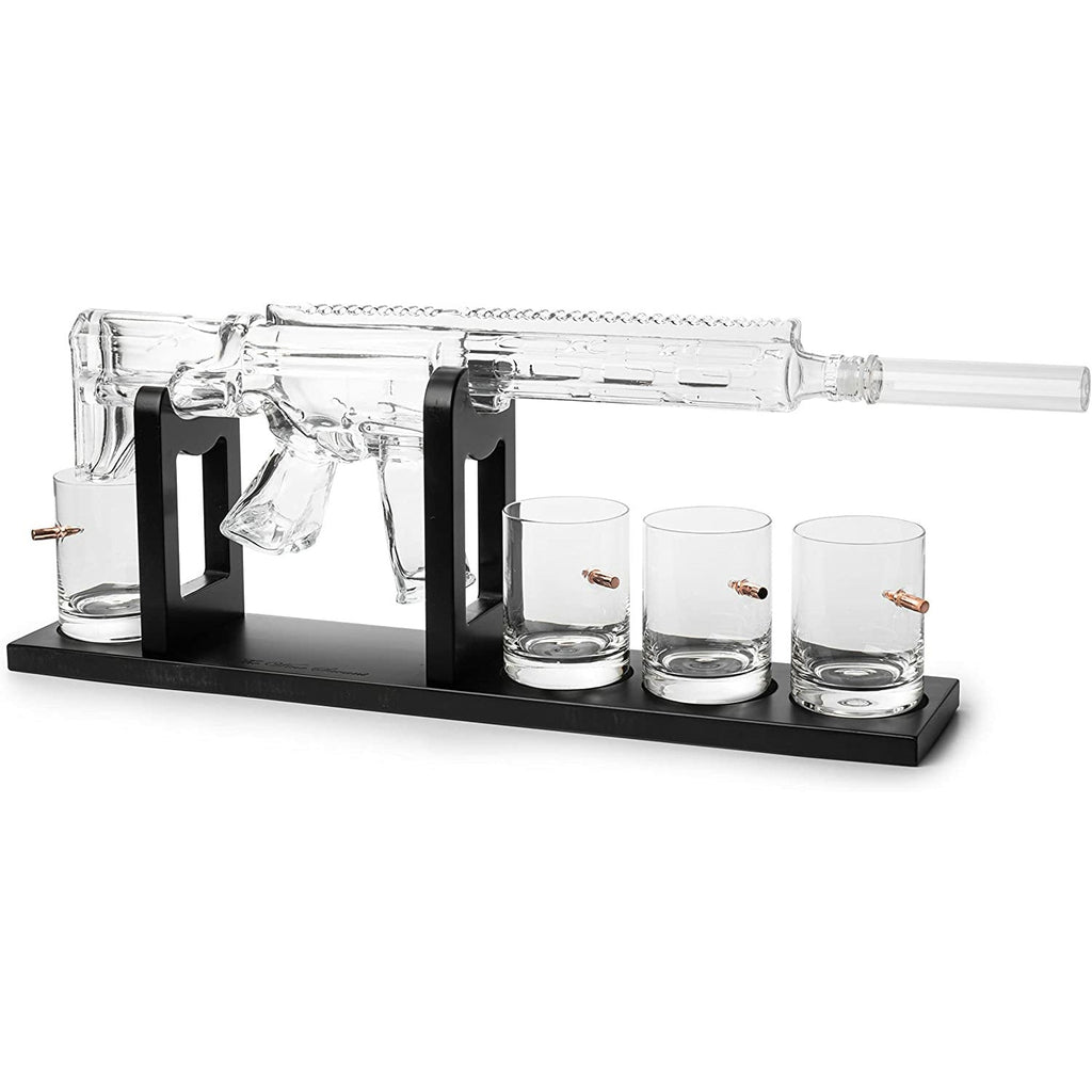 AR15 Whiskey Gun Decanter Set 1000 ml & 4 12oz Bullet Glasses