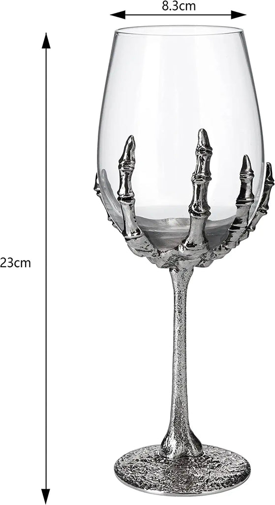 Stemmed Skeleton Wine Glasses Set of 2 by The Wine Savant - Skeleton Hand Glasses 9" H, Goth Gifts, Skeleton Gifts, Skeleton Decor, Spooky Cocktails, Wine Gift Set, Wine Glasses!