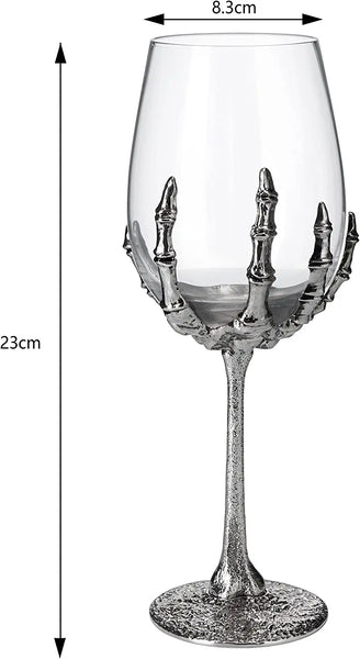 Stemmed Skeleton Wine Glasses Set of 2 by The Wine Savant - Skeleton Hand Glasses 9" H, Goth Gifts, Skeleton Gifts, Skeleton Decor, Spooky Cocktails, Wine Gift Set, Wine Glasses!