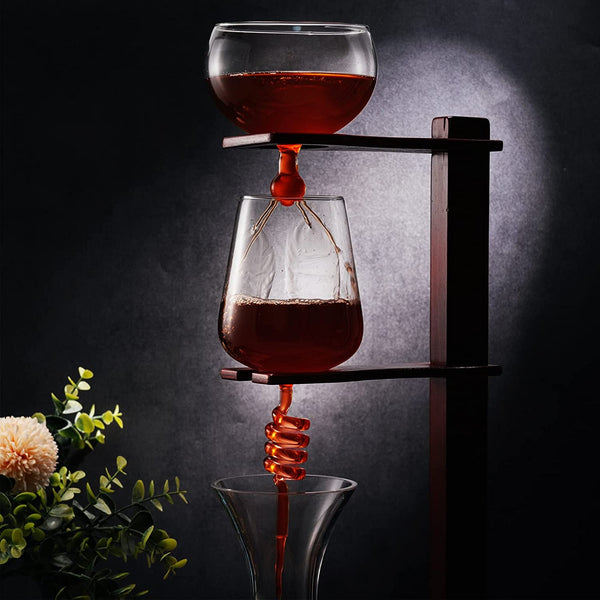 Wine Tower Decanting & Aerator Set by The Wine Savant - Unique Wine Decanter - 3 Aerating Parts - Upper, Middle & Lower Aerators - Whisky & Wines Carafe, Proven to Enhance & Improves Flavor & Aromas