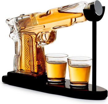 Gifts for Men Dad, 10.1 Oz Whiskey Gun Decanter Set + 2 Bullet Glasses - Unique Birthday Pistol Gift Ideas Daughter Son, Personalized Liquor Dispenser - Scotch Bourbon Vodka, Him, Brother Husband