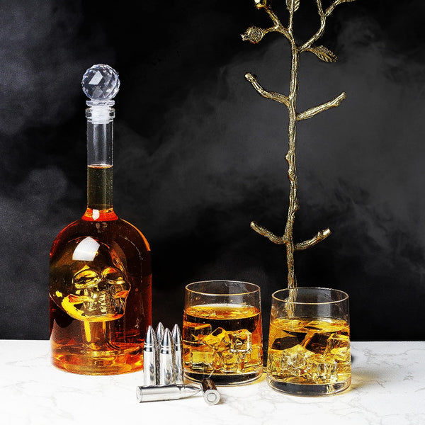 Skull Decanter in Bottler Skull Head by The Wine Savant 750ml, Skull Bottle Skull Face Enlarges with Whiskey, Tequila, Bourbon Scotch or Rum - Great Gift for Any Bar!