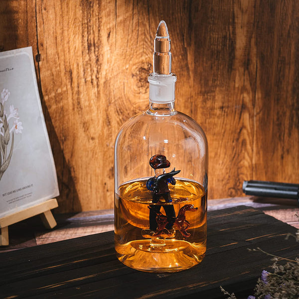 Wine & Whiskey Decanter, Hunting Gifts, Hunter with Dog - 750ml Decanter Bourbon Scotch Unique Gift for Him - Gamebirds Game - Hunter's Cowboy Decanter, Western Style Decanter, Gift Glassware