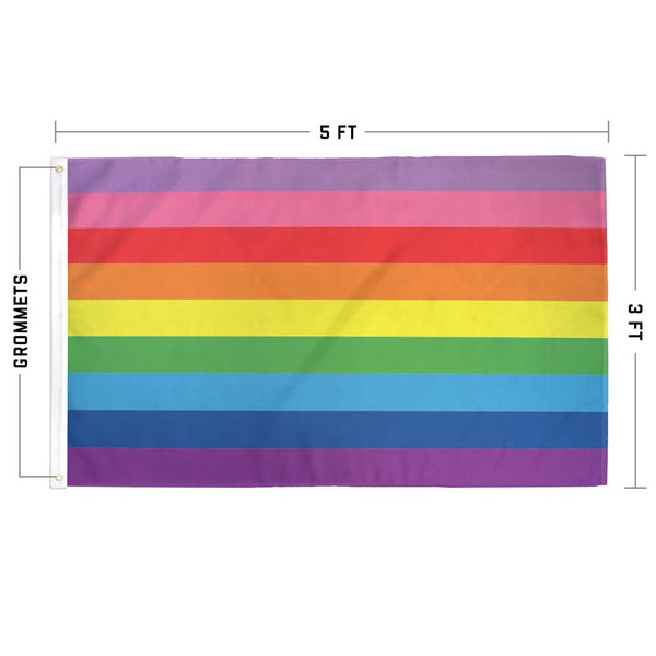 2017 9 Stripe Gilbert Baker Rainbow Pride Flag