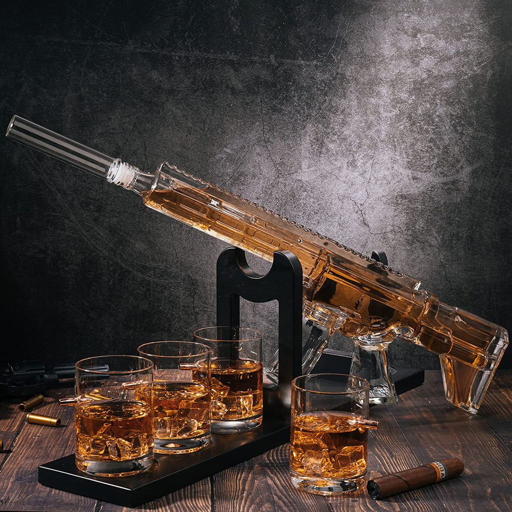 AR15 Whiskey Gun Decanter Set 1000 ml & 4 12oz Bullet Glasses