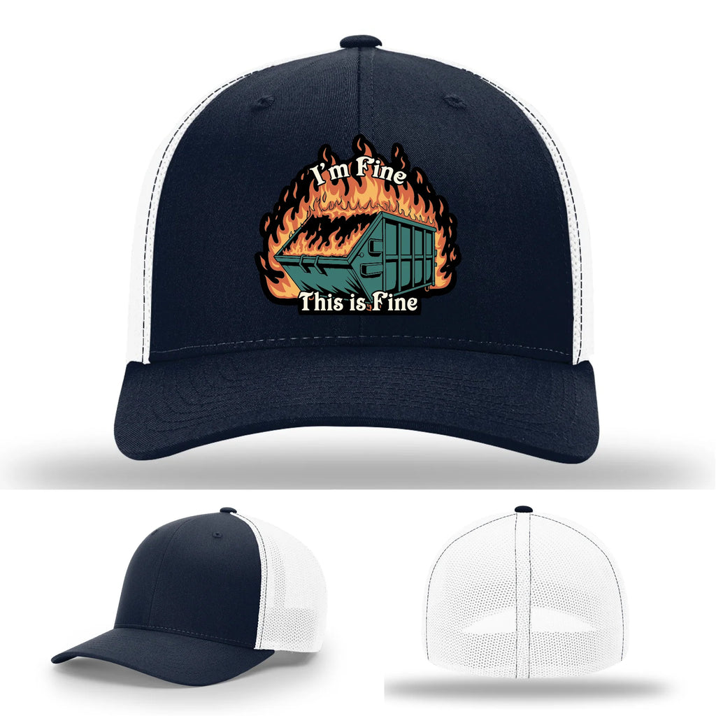 This Is Fine Leather Patch Hat – Dumpster Fire Design