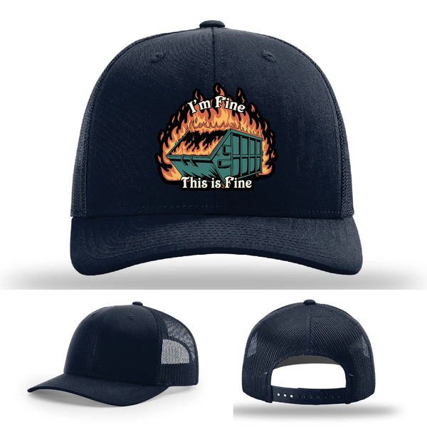This Is Fine Leather Patch Hat – Dumpster Fire Design