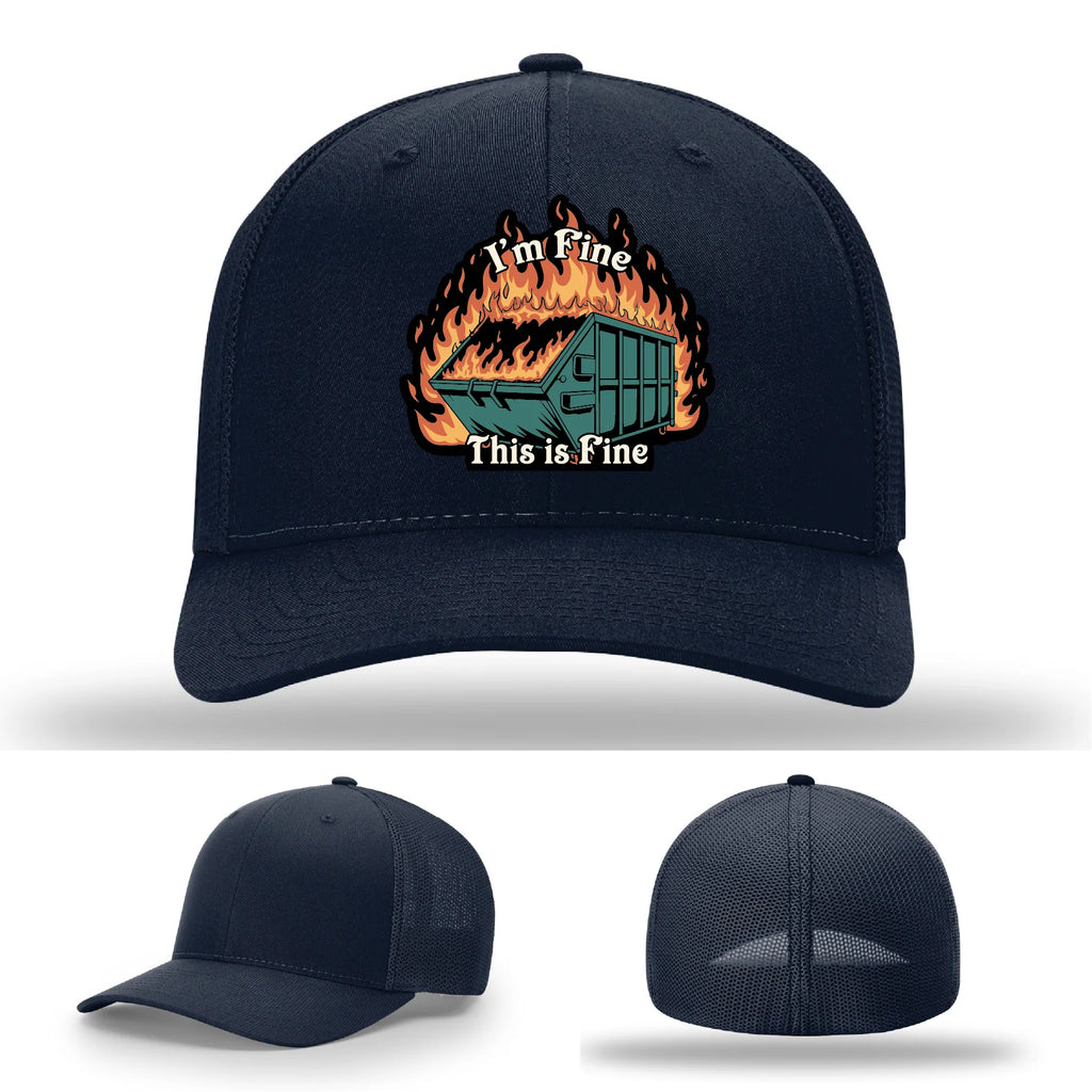 This Is Fine Leather Patch Hat – Dumpster Fire Design