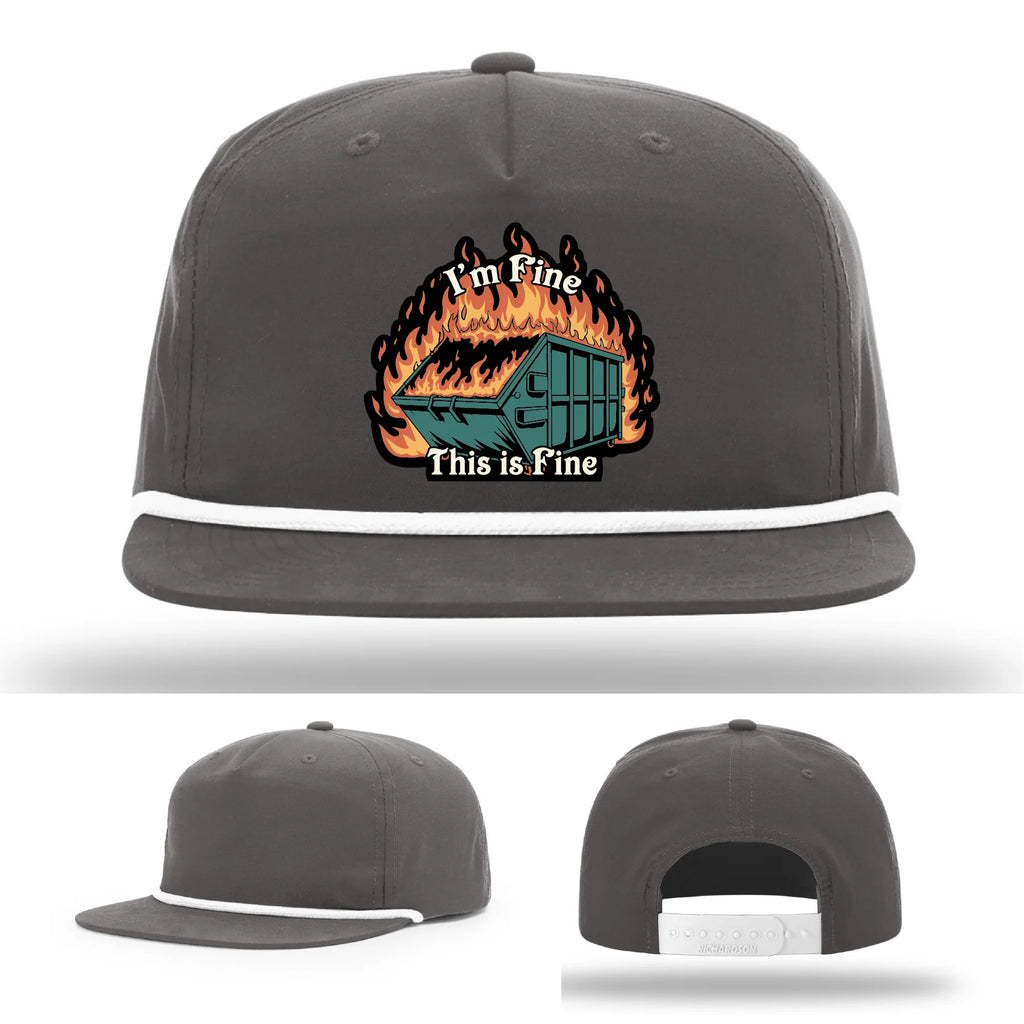 This Is Fine Leather Patch Hat – Dumpster Fire Design