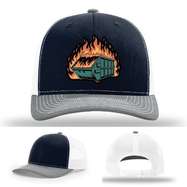 Dumpster Fire Leather Patch Hat