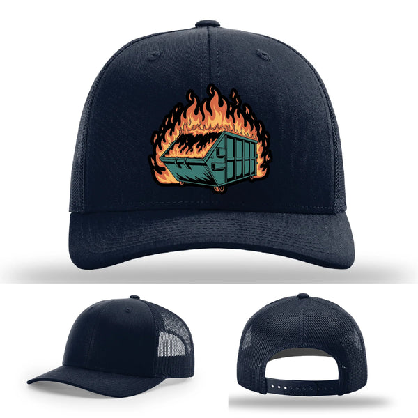 Dumpster Fire Leather Patch Hat