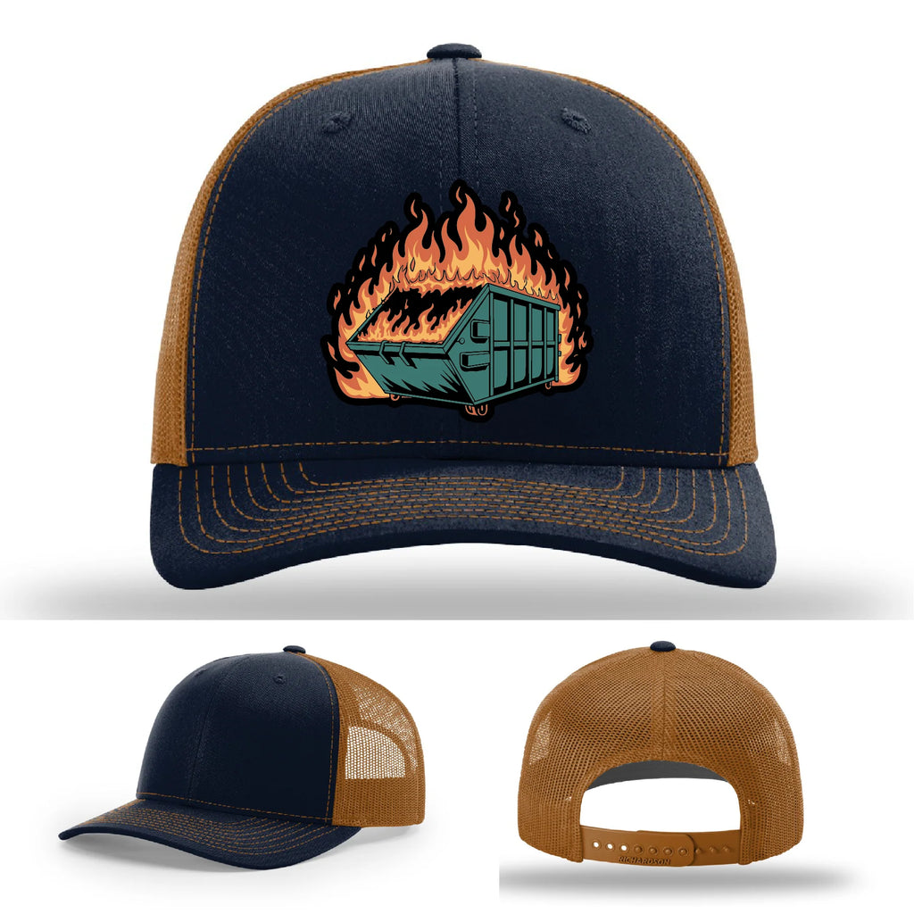 Dumpster Fire Leather Patch Hat