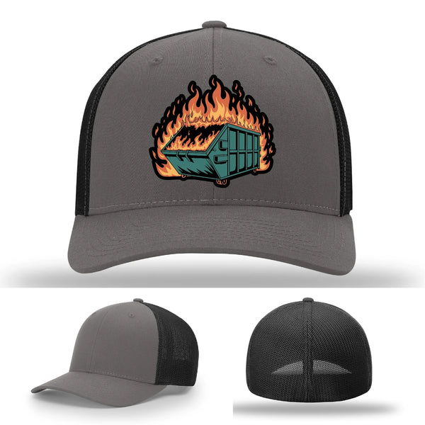 Dumpster Fire Leather Patch Hat