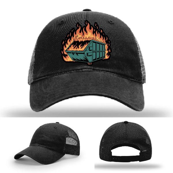 Dumpster Fire Leather Patch Hat