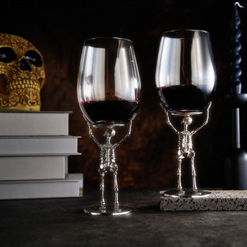 Stemmed Skeleton Wine Glass | Set of 2 | 19oz Halloween Skeleton Glasses 10