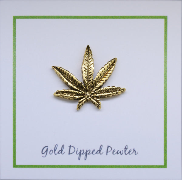 Marijuana Leaf Gold Lapel Pin