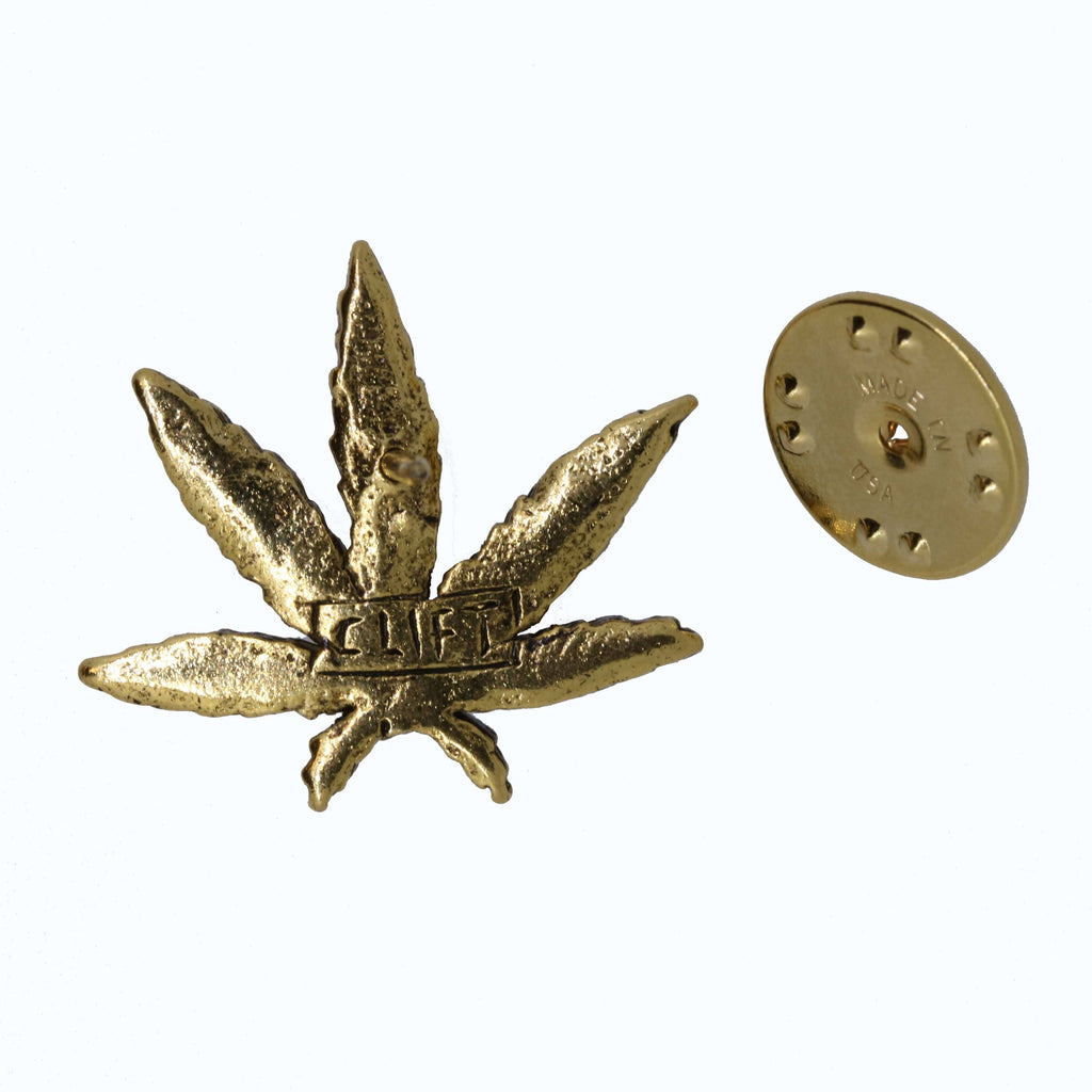 Marijuana Leaf Gold Lapel Pin