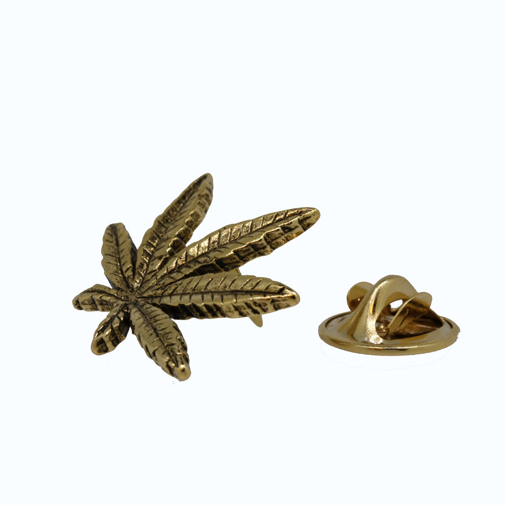 Marijuana Leaf Gold Lapel Pin