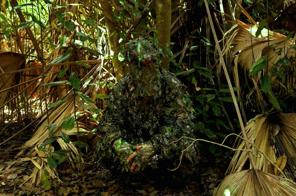 2-in-1 FRONT Leafy Face Mask and Camo Hat (Adj, OSFM)