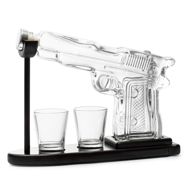 Gifts for Men Dad, 10.1 Oz Whiskey Gun Decanter Set + 2 Bullet Glasses - Unique Birthday Pistol Gift Ideas Daughter Son, Personalized Liquor Dispenser - Scotch Bourbon Vodka, Him, Brother Husband