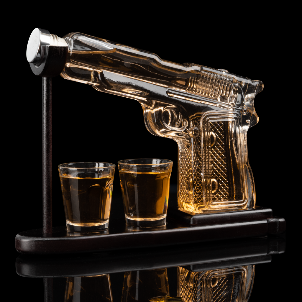 Gifts for Men Dad, 10.1 Oz Whiskey Gun Decanter Set + 2 Bullet Glasses - Unique Birthday Pistol Gift Ideas Daughter Son, Personalized Liquor Dispenser - Scotch Bourbon Vodka, Him, Brother Husband