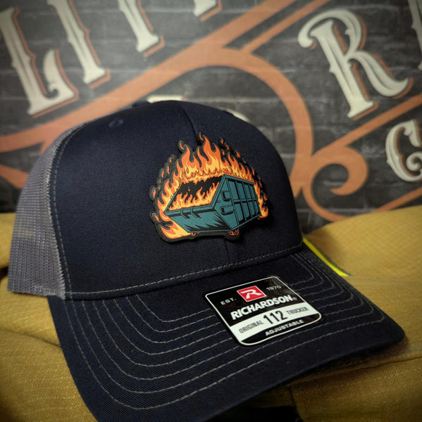 Dumpster Fire Leather Patch Hat