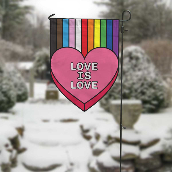 Love is Love Rainbow Heart Garden Flag