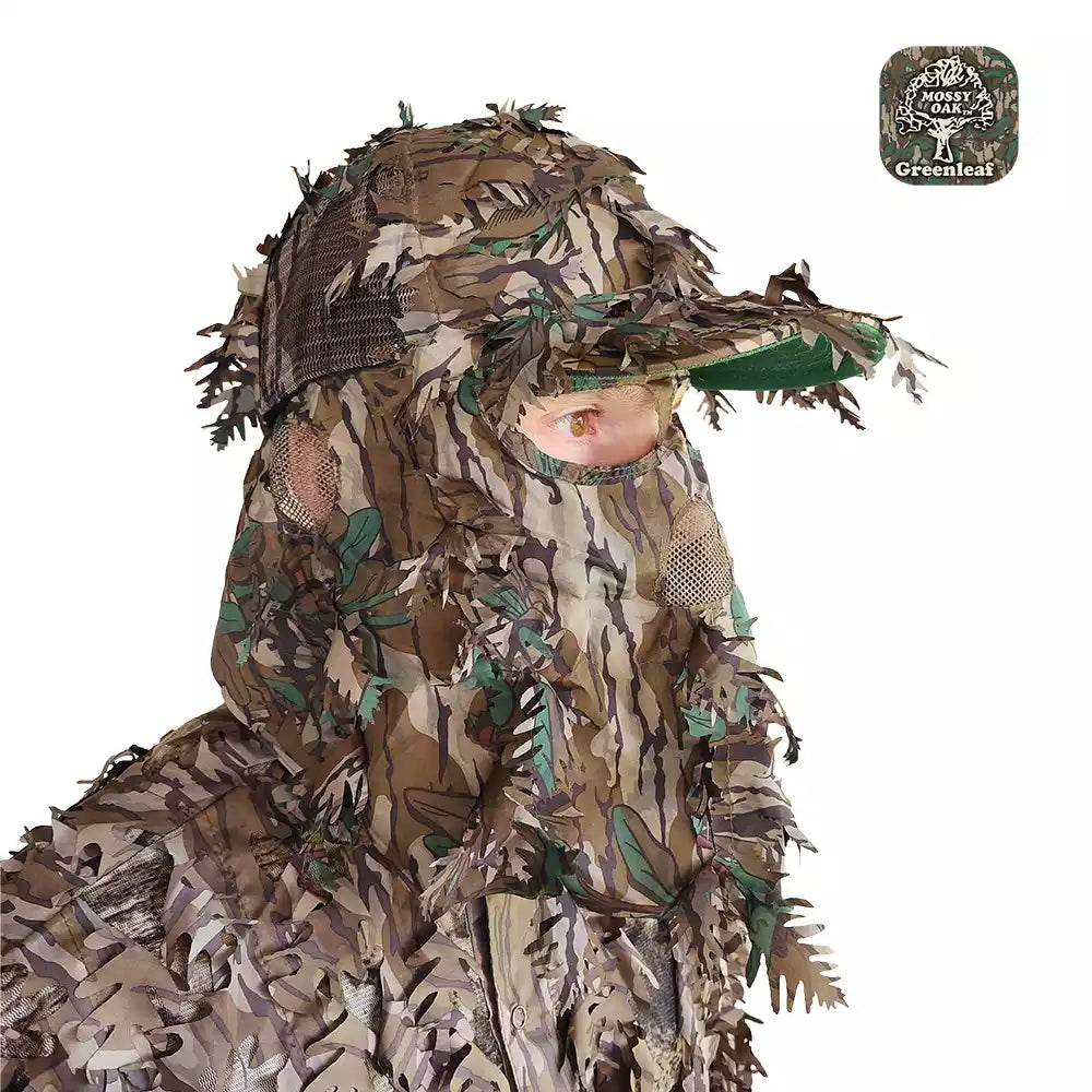 2-in-1 FRONT Leafy Face Mask and Camo Hat (Adj, OSFM)