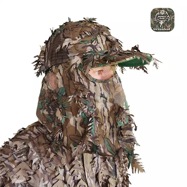 2-in-1 FRONT Leafy Face Mask and Camo Hat (Adj, OSFM)