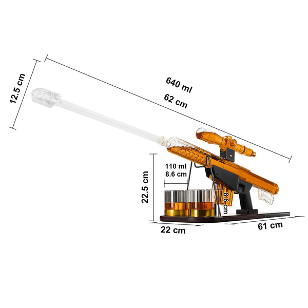 Whiskey Decanter Set - Sniper Liquor Decanter, Silencer Stopper - ml & 2 12oz Glasses - Unique Gift - Drinking Party Accessory, Handmade Liquor Decanter, Tik Tok Gun Decanter Mens Birthday