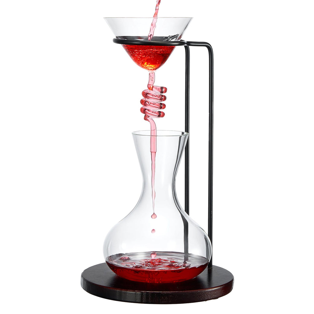 Wine Tower Decanting & Aerator Set by The Wine Savant - Unique Wine Decanter - 2 Aerating Parts - Upper & Lower Aerators - Whisky & Wines Carafe, Proven to Enhance & Improves Flavor & Aromas